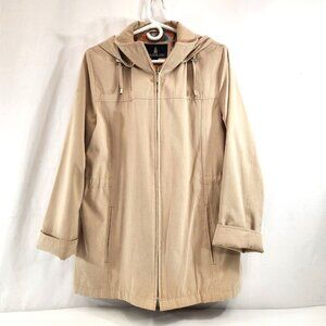 London Fog Sport Trench Coat Beige Size Large Womens Hooded